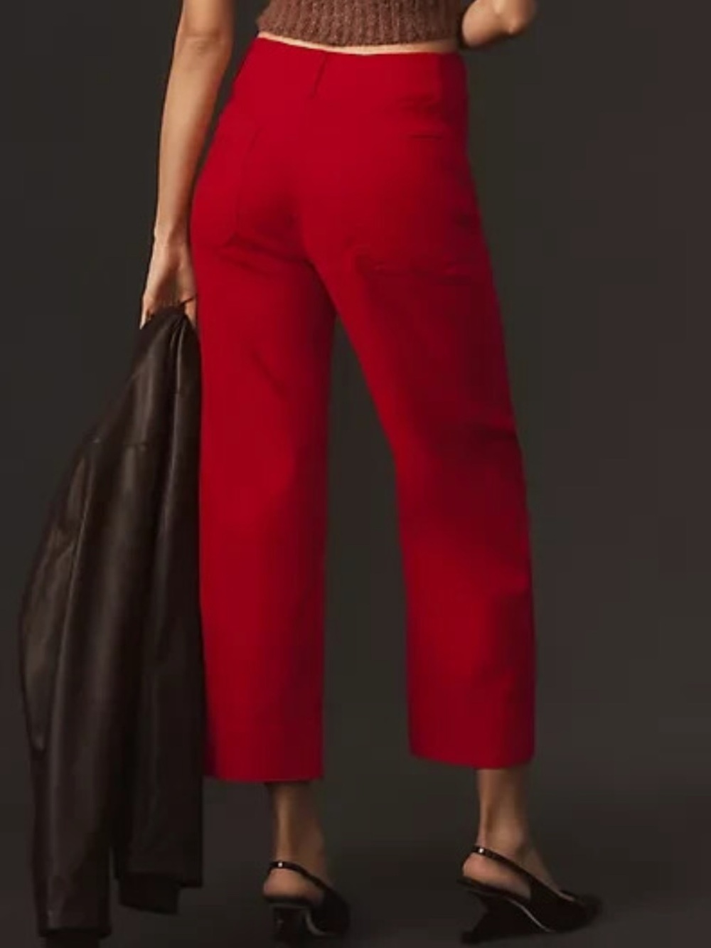 Maeve The Colette High-Rise Wide-Leg Cropped Pants Red Women’s Size 27 - Picture 2 of 16